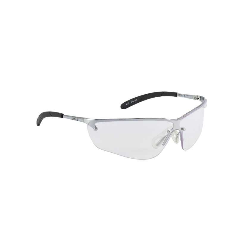 Bollé Safety Silium Schutzbrille – Mit Klaren Gläsern, Kratzfester Beschichtung, Silberner Metallrahmen