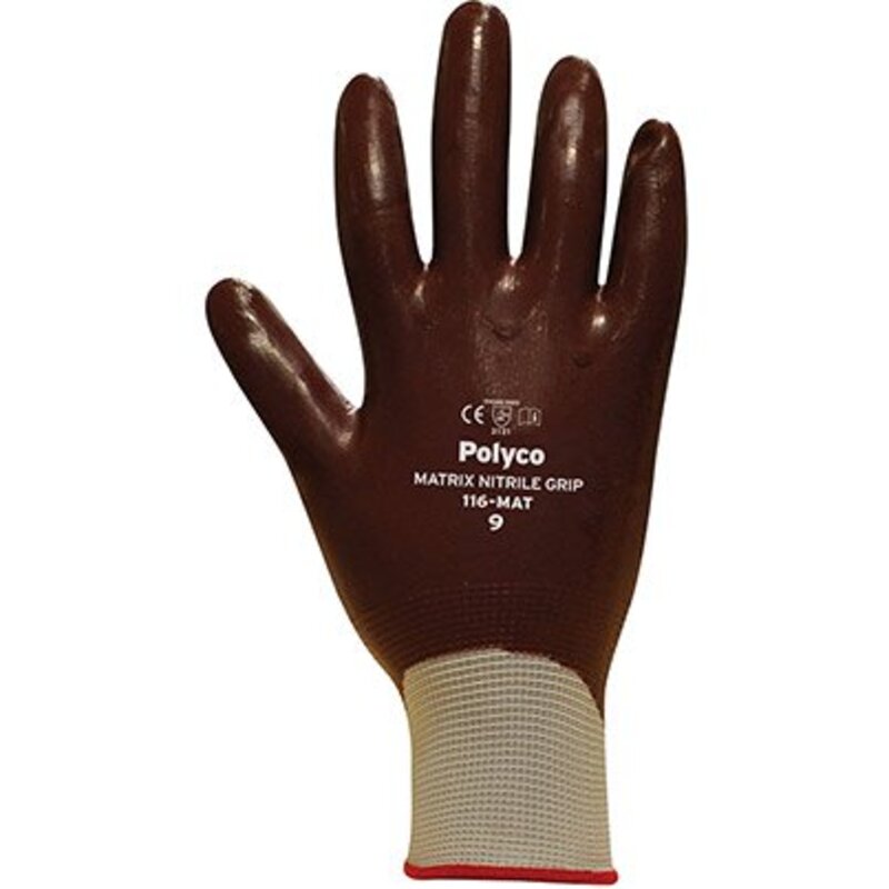 Polyco Matrix Nitrile Grip Nitrile-Coated Work Gloves