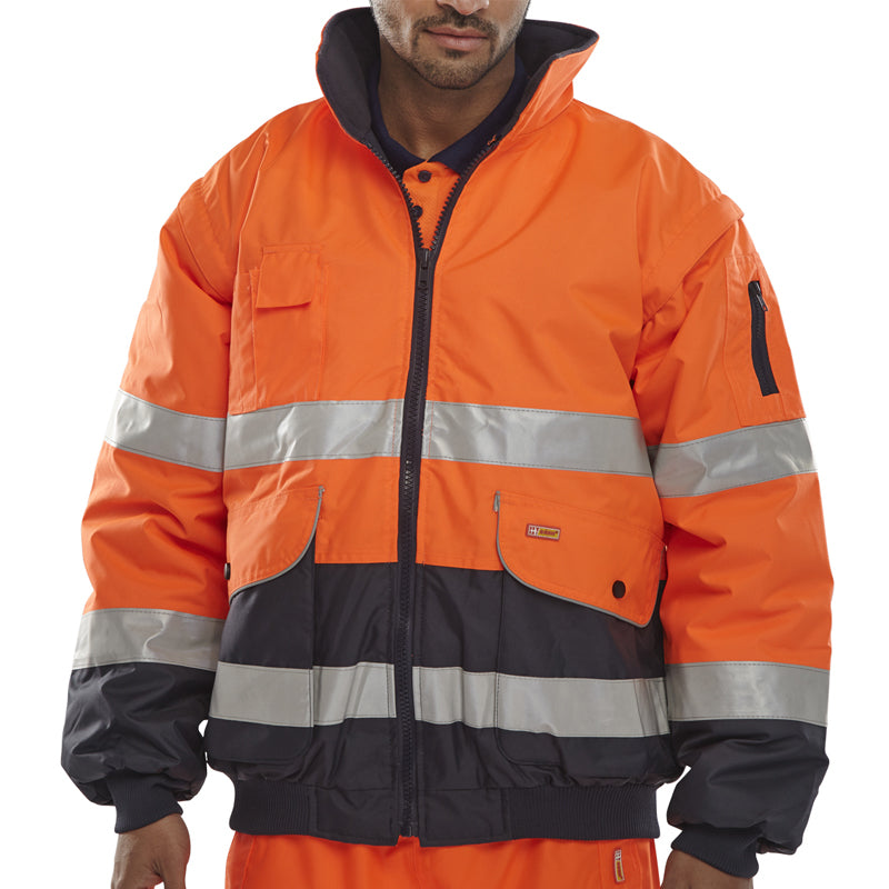 Regatta Professional Mens Waterproof Hi Vis Bomber Jacket Orange/Navy L