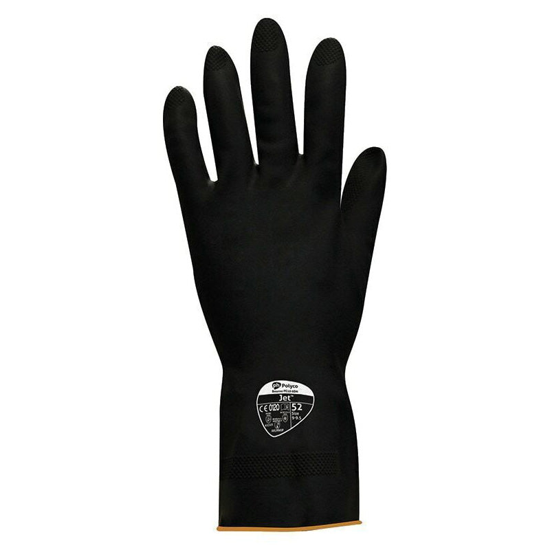 Polyco Jet 524 Heavy Duty Black Rubber Gloves